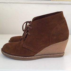 Brown Suede Chukka Wedge Booties